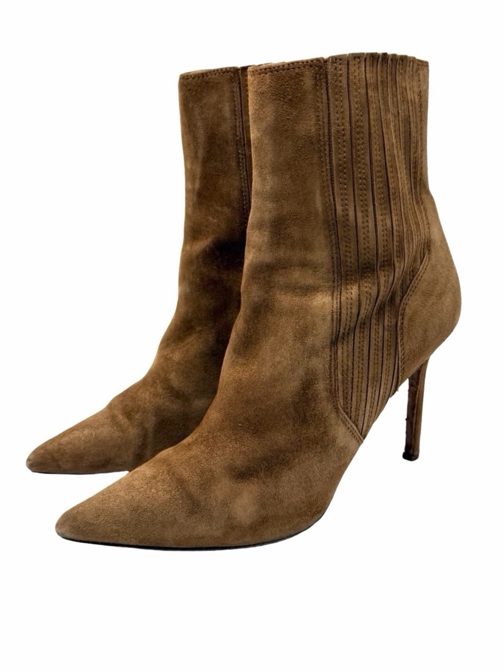 Veronica Beard Lisa 95mm Suede Ankle Boots Size 9 Chestnut Brown Stiletto Heel